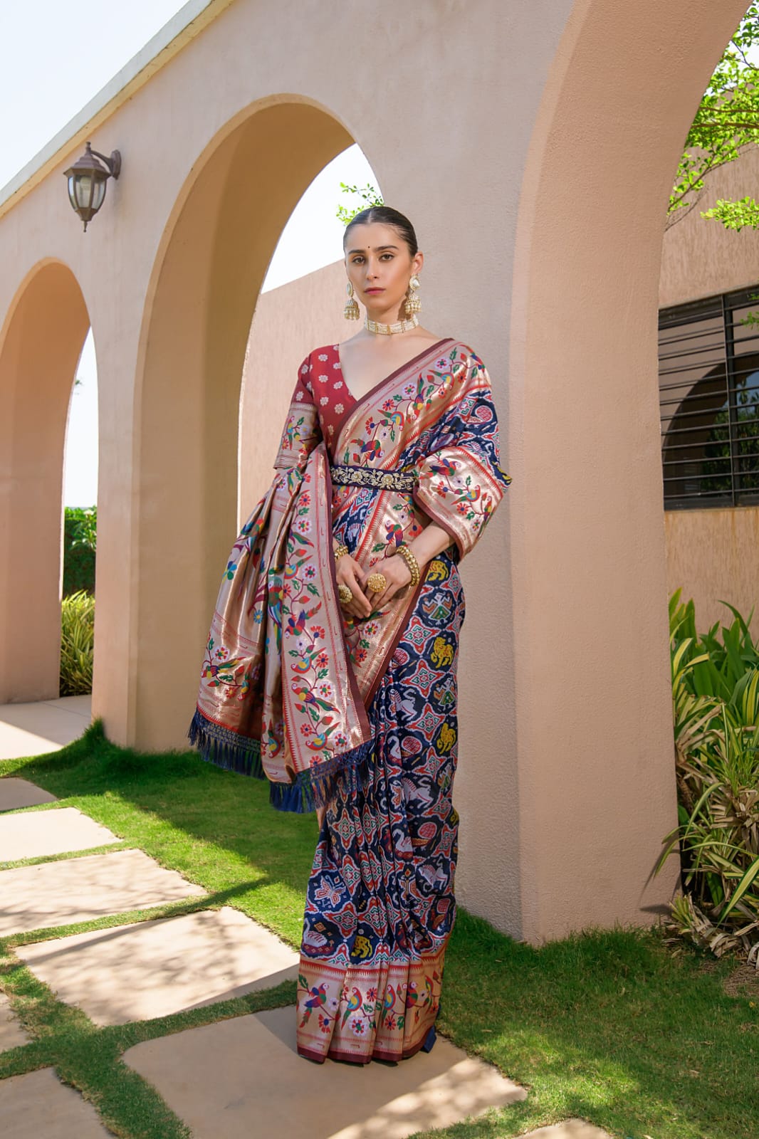 Rangrez - Navy Blue Paithani Weave Banarasi Silk Saree | Banarasii