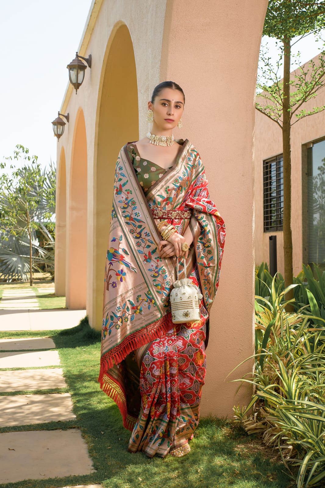Rangrez - Rust Red Paithani Weave Banarasi Silk Saree | Banarasii