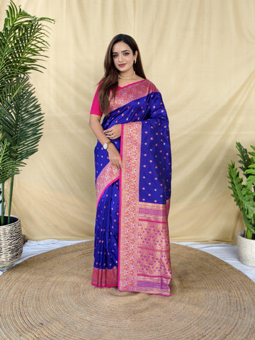 Shahaana - Royal Blue Banarasi Silk Saree | Banarasii